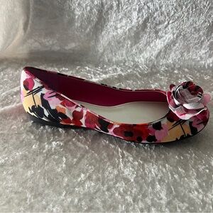 Floral Pink Multicolor Ballet Flat with Rosette